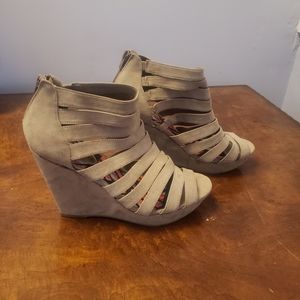 Madden Girl grey caged open toe wedge